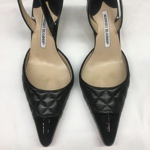 Manolo Blahnik Black Leather Heels - 7.5